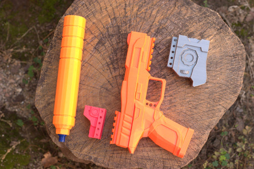 Venom Pistol Replica (PE+) - Removable Silencer, LAM, and Red Dot Sight - Used in 