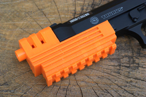 Airsoft3D SubAuto-9 Compensator with 8-Slots Rail (PT+) for M9 and M92 Airsoft Gun - Inspired by Robocop Movie - Cosplay LARP