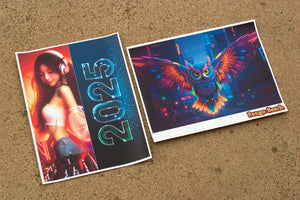 2025 Cute Asian Gal DJ and Neon Rainbow Owl Designs on Iron-On Heat Transfer Papers - #EDCLV2025 Clothing Fashion Accessory - Pongo Beach
