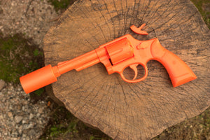 Model 10 Revolver Replica (4" Barrel) with Removable Mock Silencer - Historical Firearm Reproduction - Assassin Hitman Prop - Toy Gun Cosplay LARP - Replica3D