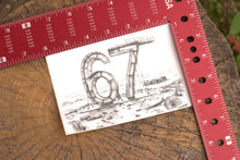 Load image into Gallery viewer, Six Seven Beach Structure B/W 4&quot;x6&quot; Thermal Sticker - 67, 6 7, 6-7 - Pongo Beach