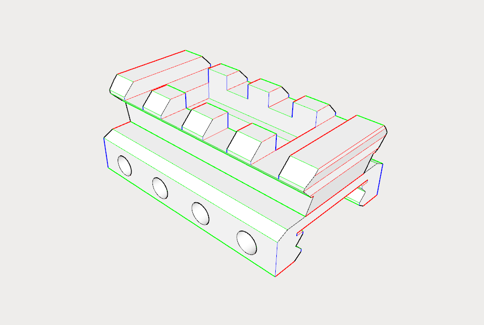 Blasters3D Picatinny Rail Adapter (4 Slots) for Hyper / Rival Blasters - Allows Use of Picatinny Parts: Sight, Scope, Laser, Flashlight