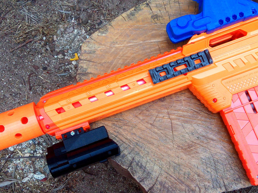 Lightweight Picatinny Rear Side Rail (8-Slots) for Nexus Pro Foam Dart SciFi Blaster - Blasters3D