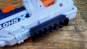 Blasters3D Top Picatinny Rail (7-Slots) for Zuru X-Shot Fury 4 Revolver Blaster - Clip On Performance Mod for Foam Dart Toy - No Tools Needed