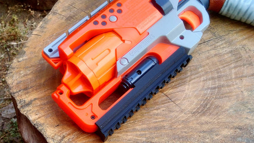 Blasters3D Bottom Picatinny Rail (13-Slots) for Nerf Zombie Strike HammerShot Revolver Blaster - Clip On Performance Mod - No Tools Required