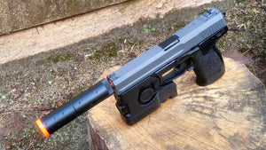 MK23 Airsoft Pistol Replica with Mock Laser Aiming Module (LAM) - Cool Gift for Stealth Hitman Fans