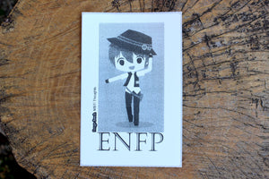 ENFP Boy B/W 4"x6" Thermal Sticker - Kawaii Anime Chibi - MBTI Thoughts - Myers Briggs Type Indicator Personality - Pongo Beach