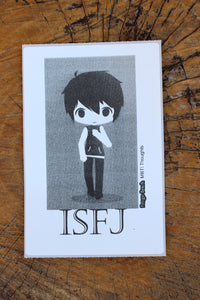 ISFJ Boy B/W 4"x6" Thermal Sticker - Kawaii Anime Chibi - MBTI Thoughts - Myers Briggs Type Indicator Personality - Pongo Beach