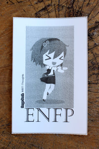 ENFP Girl B/W 4"x6" Thermal Sticker - Kawaii Anime Chibi - MBTI Thoughts - Myers Briggs Type Indicator Personality - Pongo Beach