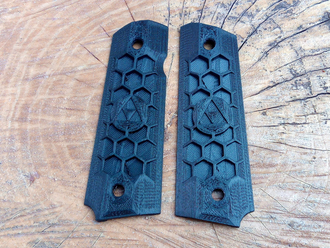 Airsoft3D TriForce Honeycomb Pistol Grip Set for Colt 1911 Airsoft Gas Blowback Pistols - Compatible with KJW, KWC, WE, and M1911 Gun Clones