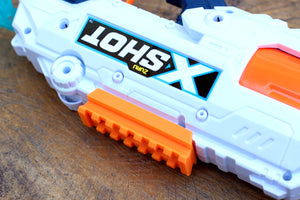 Blasters3D Top Picatinny Rail (7-Slots) for Zuru X-Shot Reflex 6 and Adventure Force Destroyer Revolver Blasters - Clip On Performance Mod for Foam Dart Toy - No Tools Needed