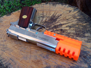 J.W. Frame Mounted Compensator with 10-Slots Rail for 1911 Compact Airsoft GBB Pistol - SoftAir Survival Game - Hitman Assassin Cosplay LARP - Airsoft3D