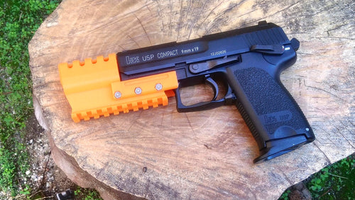 J.W. Frame Mounted Compensator with 9-Slots Rail for USP Compact Airsoft GBB Pistol - SoftAir Survival Game - Hitman Assassin Cosplay