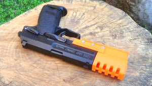 J.W. Frame Mounted Compensator with 9-Slots Rail for USP Compact Airsoft GBB Pistol - SoftAir Survival Game - Hitman Assassin Cosplay
