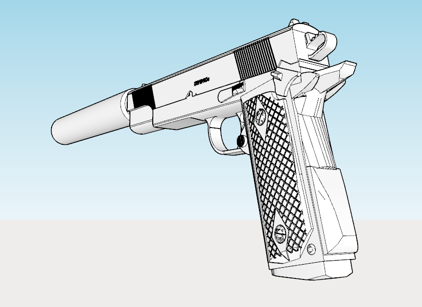 1911 Tactical Pistol with Removable Silencer Replica - Real 4-Slots Pi –  BlastersBB