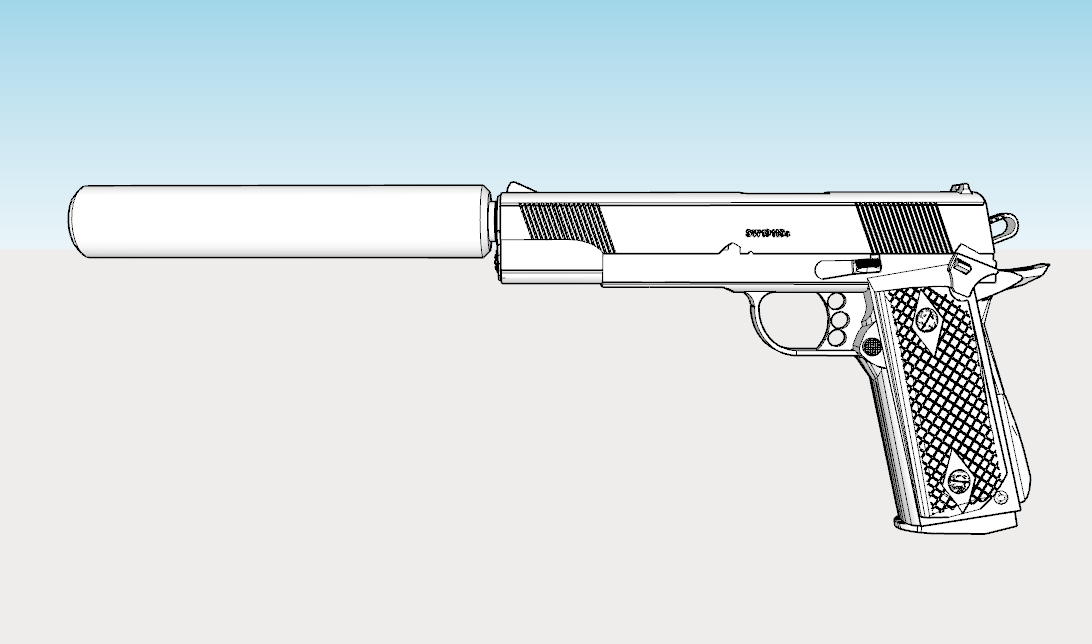 1911 Tactical Pistol with Removable Silencer Replica - Real 4-Slots Pi –  BlastersBB