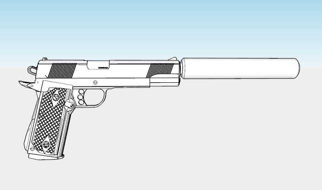 1911 Tactical Pistol with Removable Silencer Replica - Real 4-Slots Pi –  BlastersBB