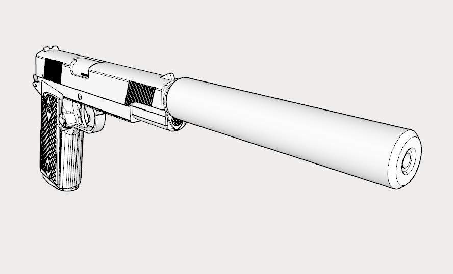 1911 Tactical Pistol with Removable Silencer Replica - Real 4-Slots Pi –  BlastersBB